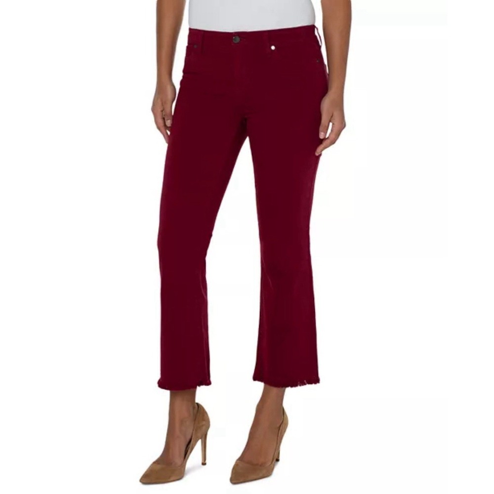 NEW Liverpool Los Angeles "Red Velvet" Hannah Cropped Flared Jeans Size 12/31